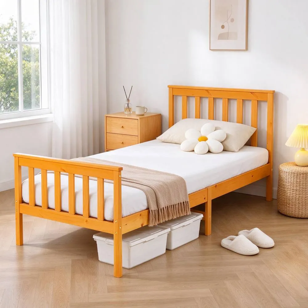 Comfy Living Ltd Wooden Bedframe in Various Colours in Orange 3