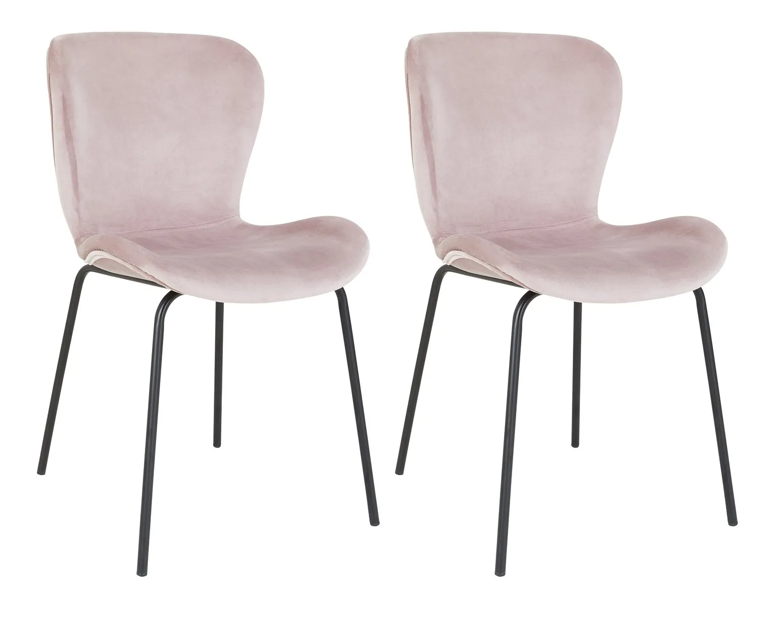 Habitat Etta Pair of Velvet Dining Chair - Pink
