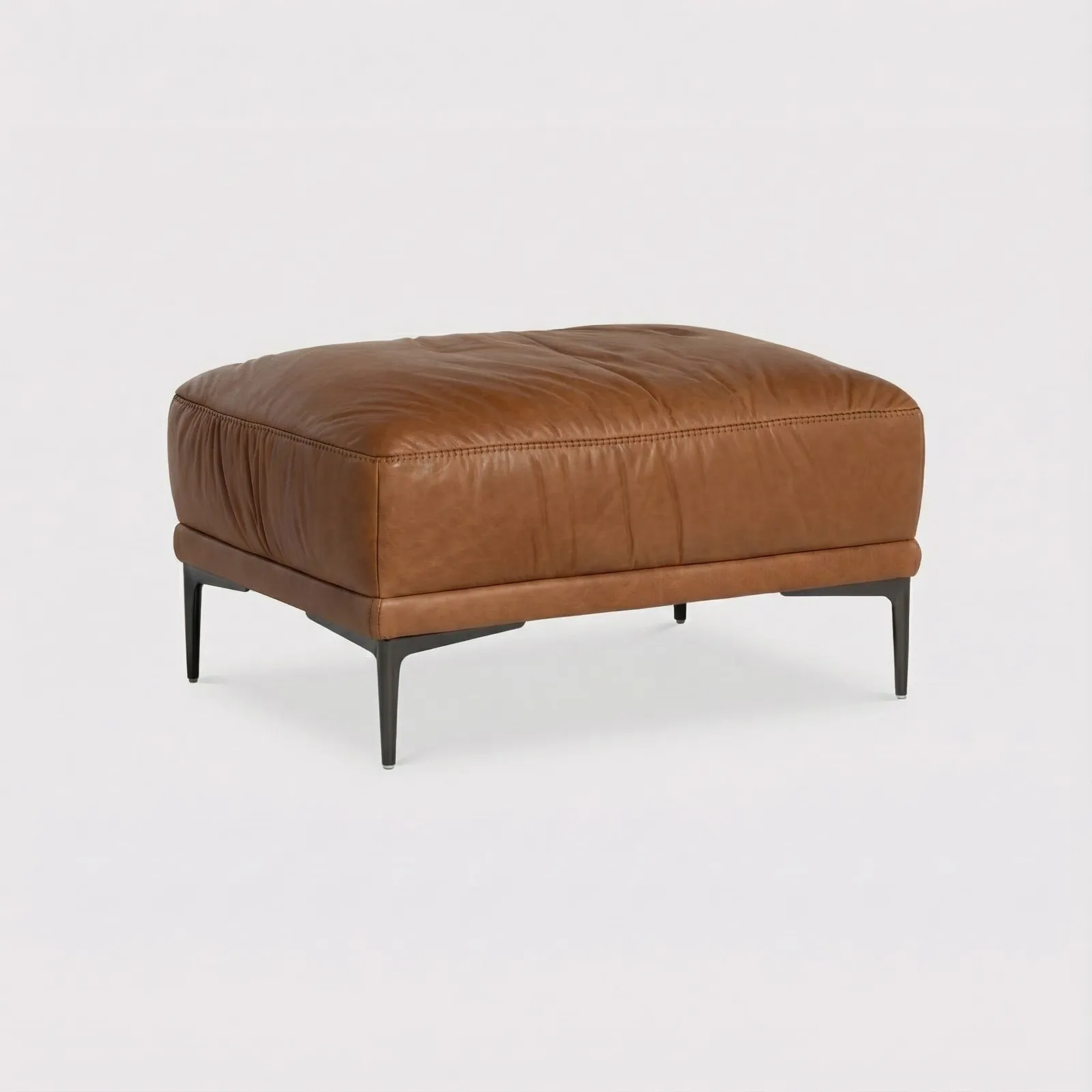 Epping Footstool, Brown Leather | Barker & Stonehouse