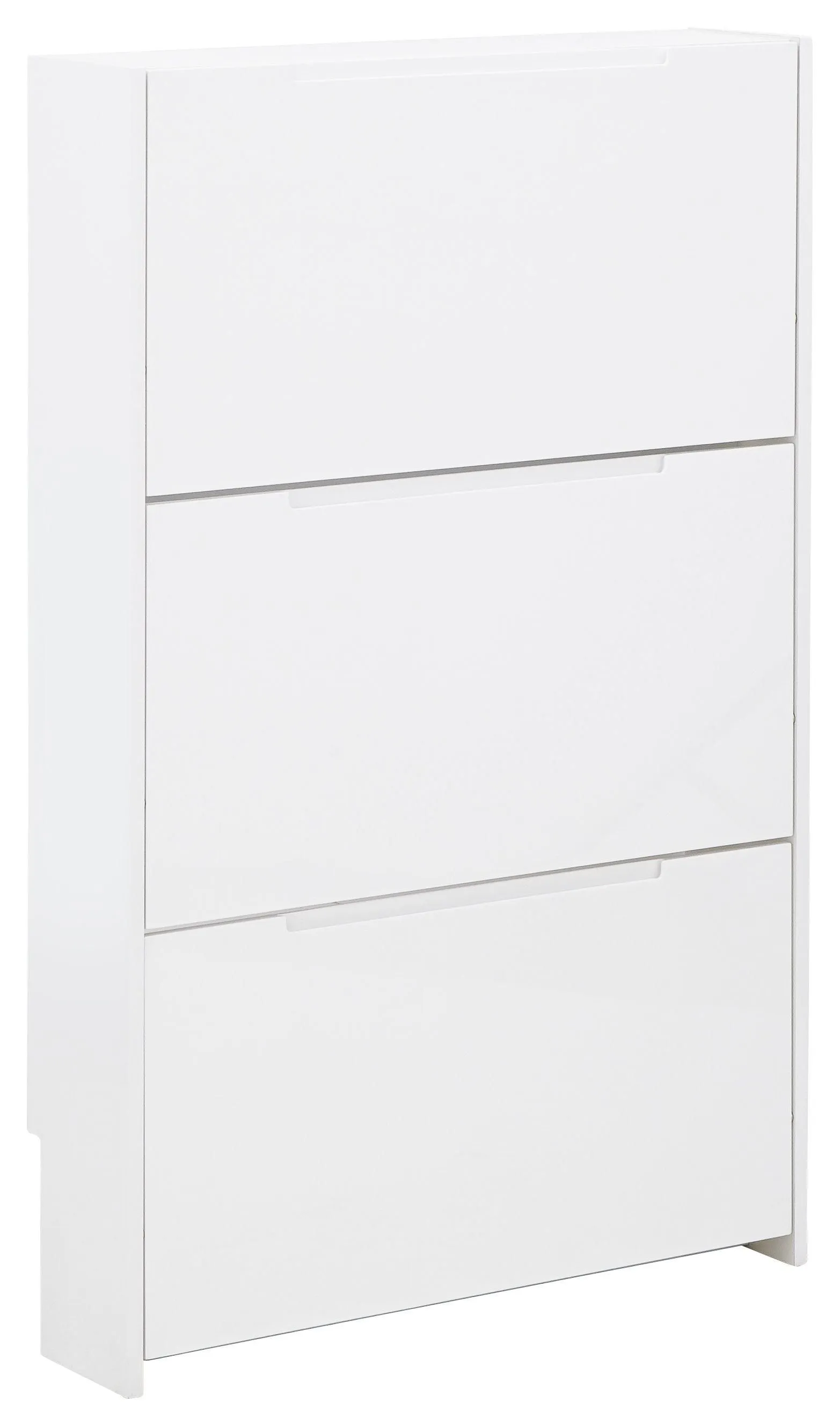 GFW Narrow High Gloss 3 Tier Shoe Cabinet in White 2