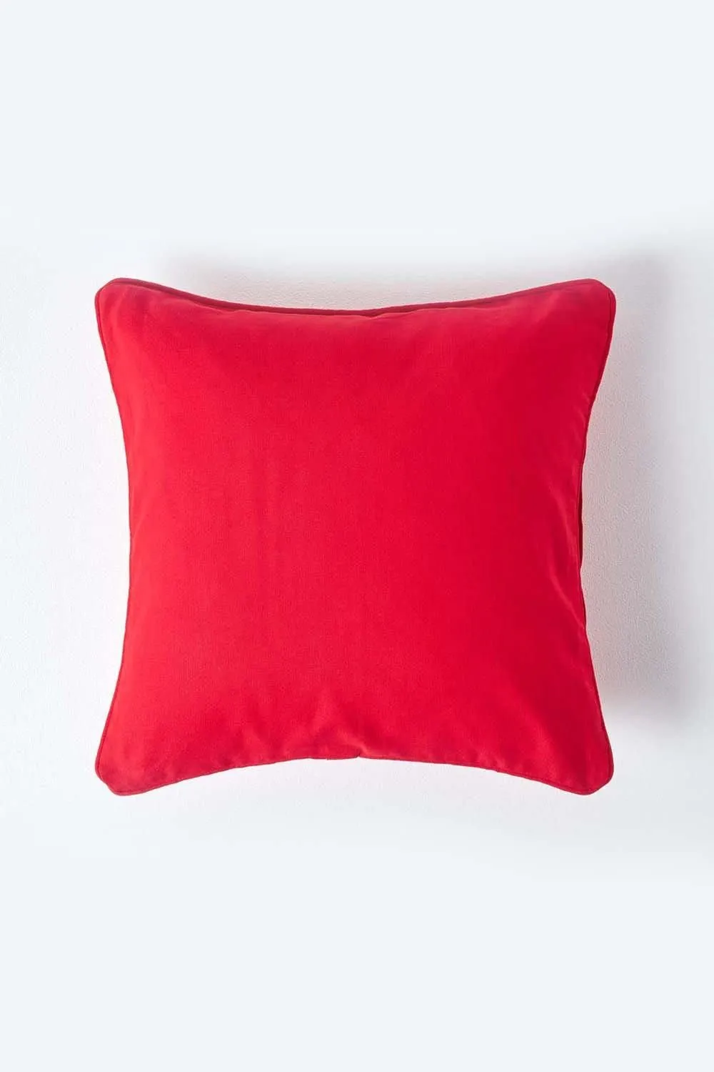 Homescapes Cotton Plain Cushion Cover in Red 1