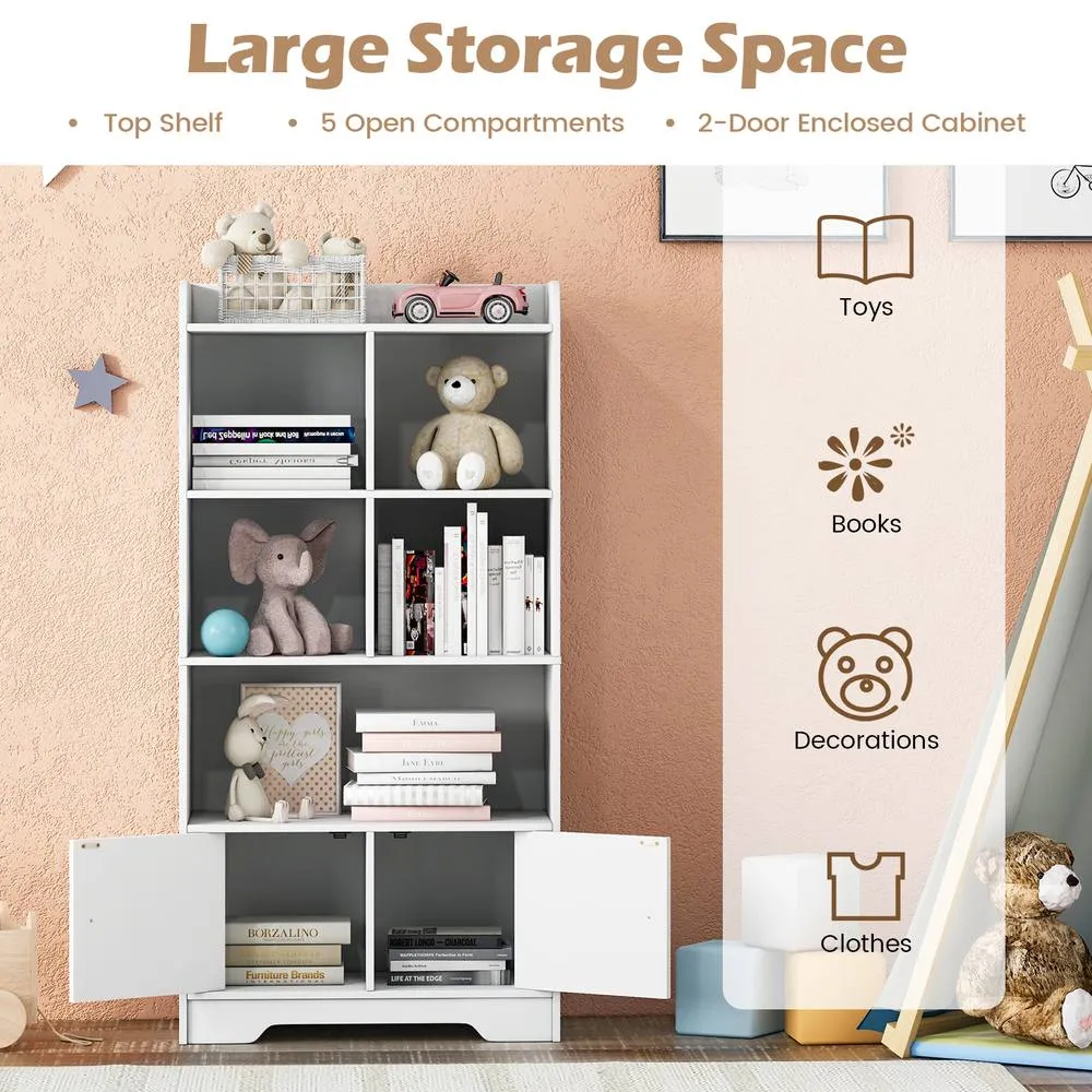 Costway 120cm Wooden Bookcase 4-Tier Bookshelf Freestanding Storage Cabinet Display Organizer in White 5