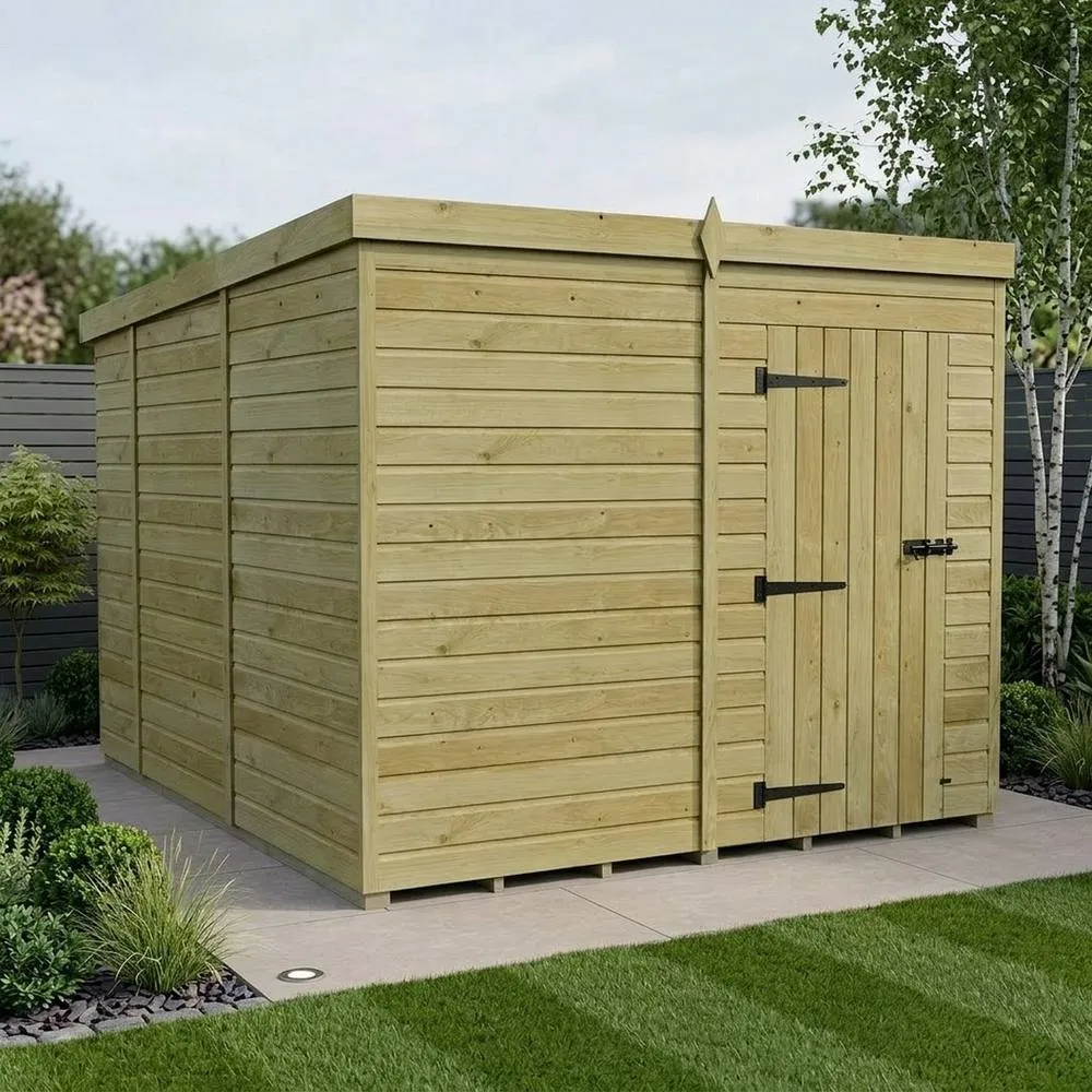 Buttercup Farm 8ft x 10ft Pent Garden Shed Single Door No Windows - Timber in Brown 2