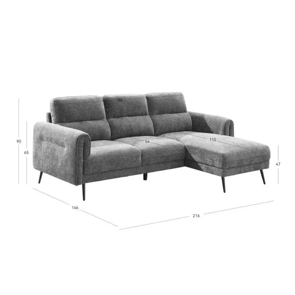 Kelso 3 Seater Chenille Corner Chaise Sofa 4