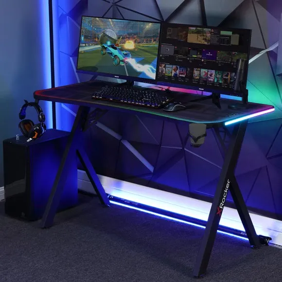 Return - X Rocker Lumio XL LED Gaming Desk, Black