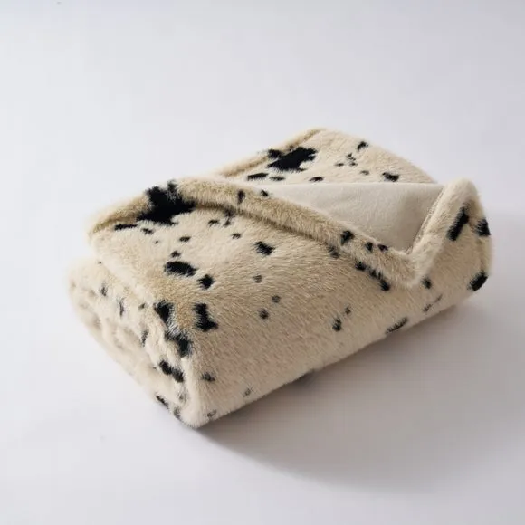 Cowhide Faux Fur Throw Blanket, 130cm x 180cm