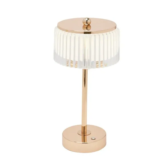 Hestia Gold Base Crystal Trim Rechargeable Colour Changing LED Touch Table Lamp 4