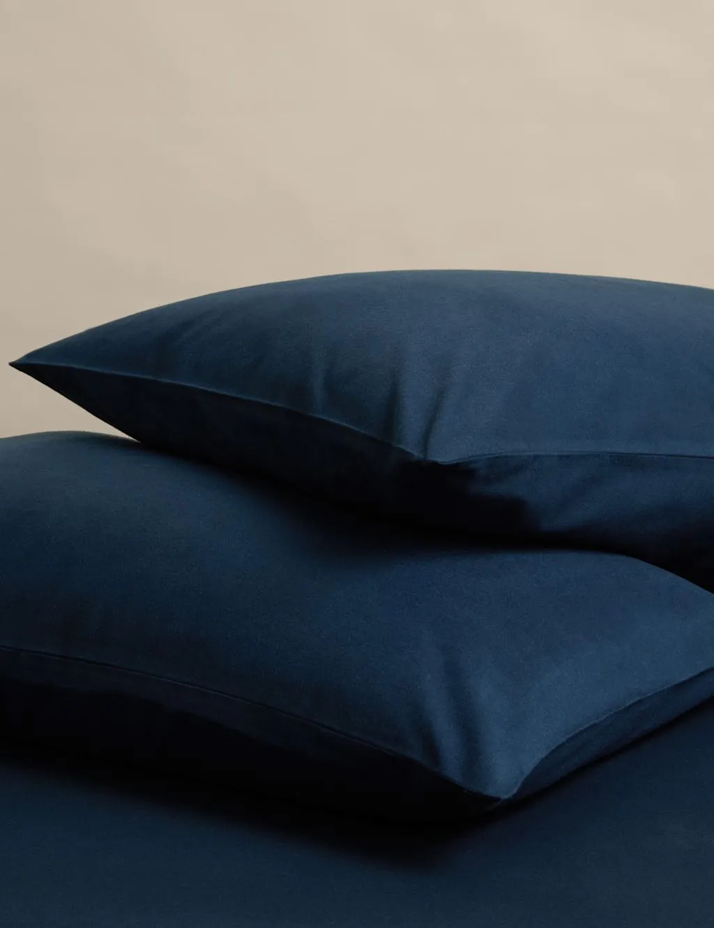 M&S 2 Pack Pure Cotton Brushed Pillowcases Navy