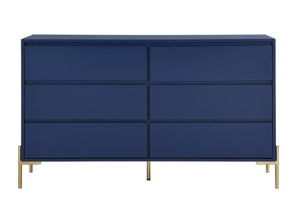 Vente-unique 6-Drawer Chest Of Drawers - MDF & Metal - Gloss Blue & Gold 2