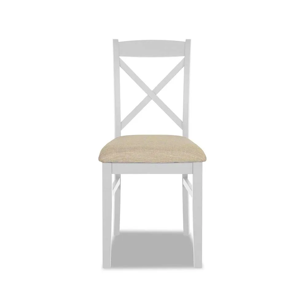 Statement Furniture Florence Crossback Upholstered Seat Dining Chair in White 4