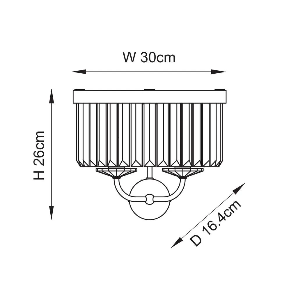 Netlighting Ascoli Wall Lamp Bright Nickel Plate & Clear Cut Glass 2 x 6W LED E14 in Grey 6