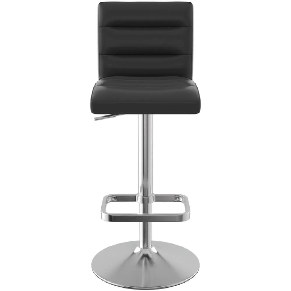 netfurniture Swank Brushed Steel Kitchen Swivel Bar Stool Black Faux Leather 2