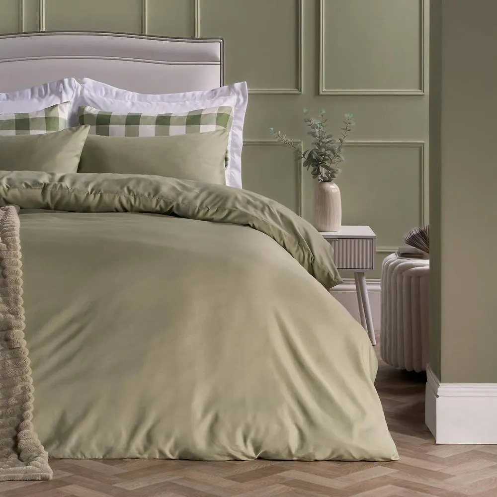 OHS Plain Dyed Duvet Cover with Pillowcase Bedding Set in Light Green