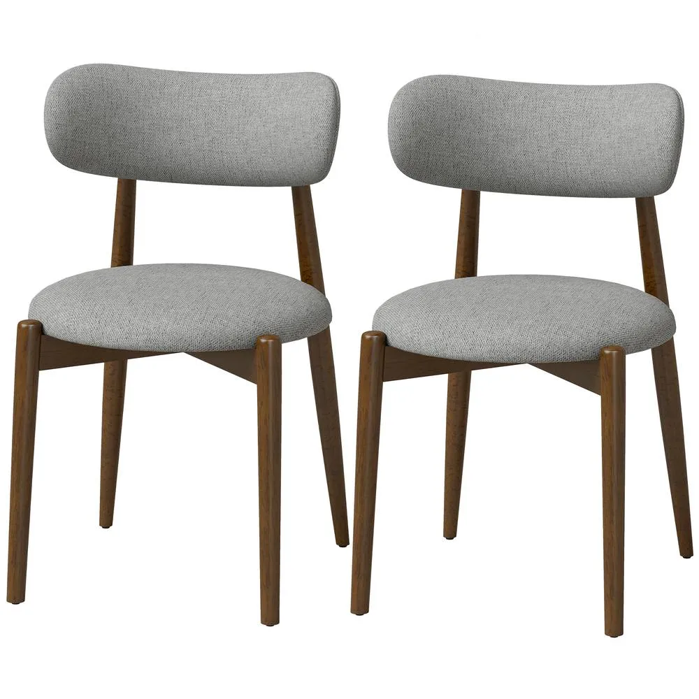 HOMCOM Dining Chairs Chenille Curved Backrest Set of 2 in Grey 1