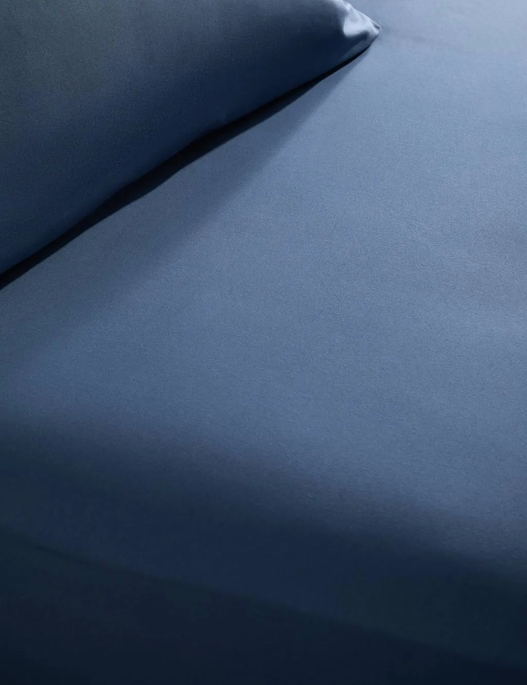 M&S X Fired Earth Washed Cotton Deep Fitted Sheet Carbon Blue