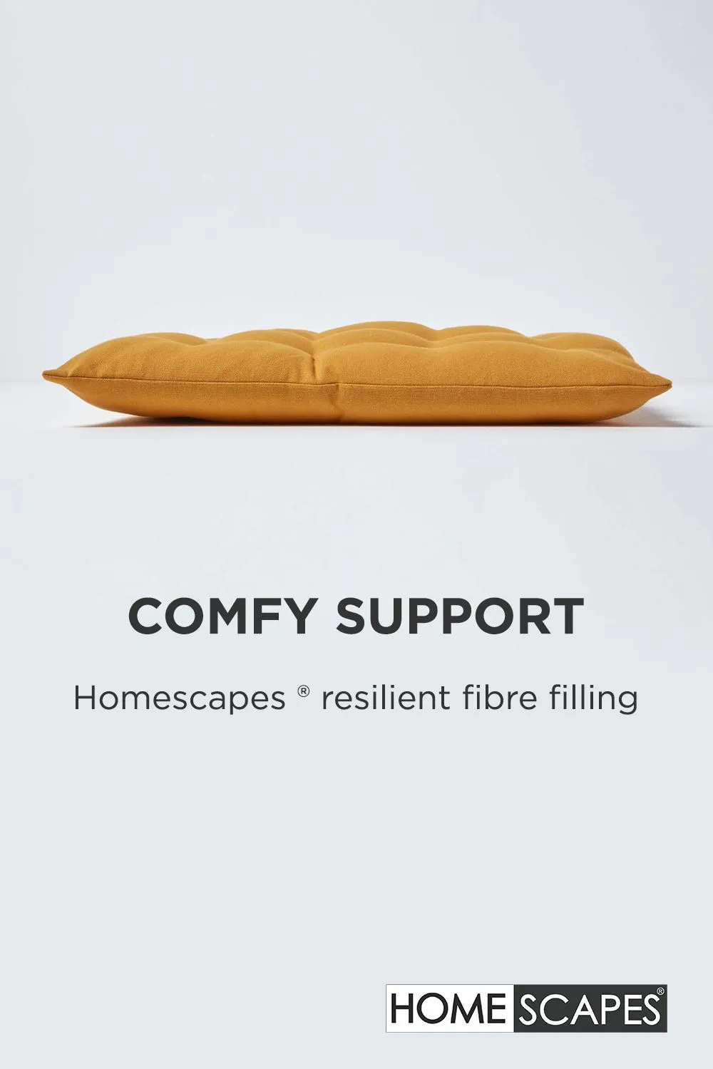 Homescapes 4 Pack Seat Pads Luxury 100% Cotton Indoor Outdoor Garden Cushion, 40cm in Mustard 4