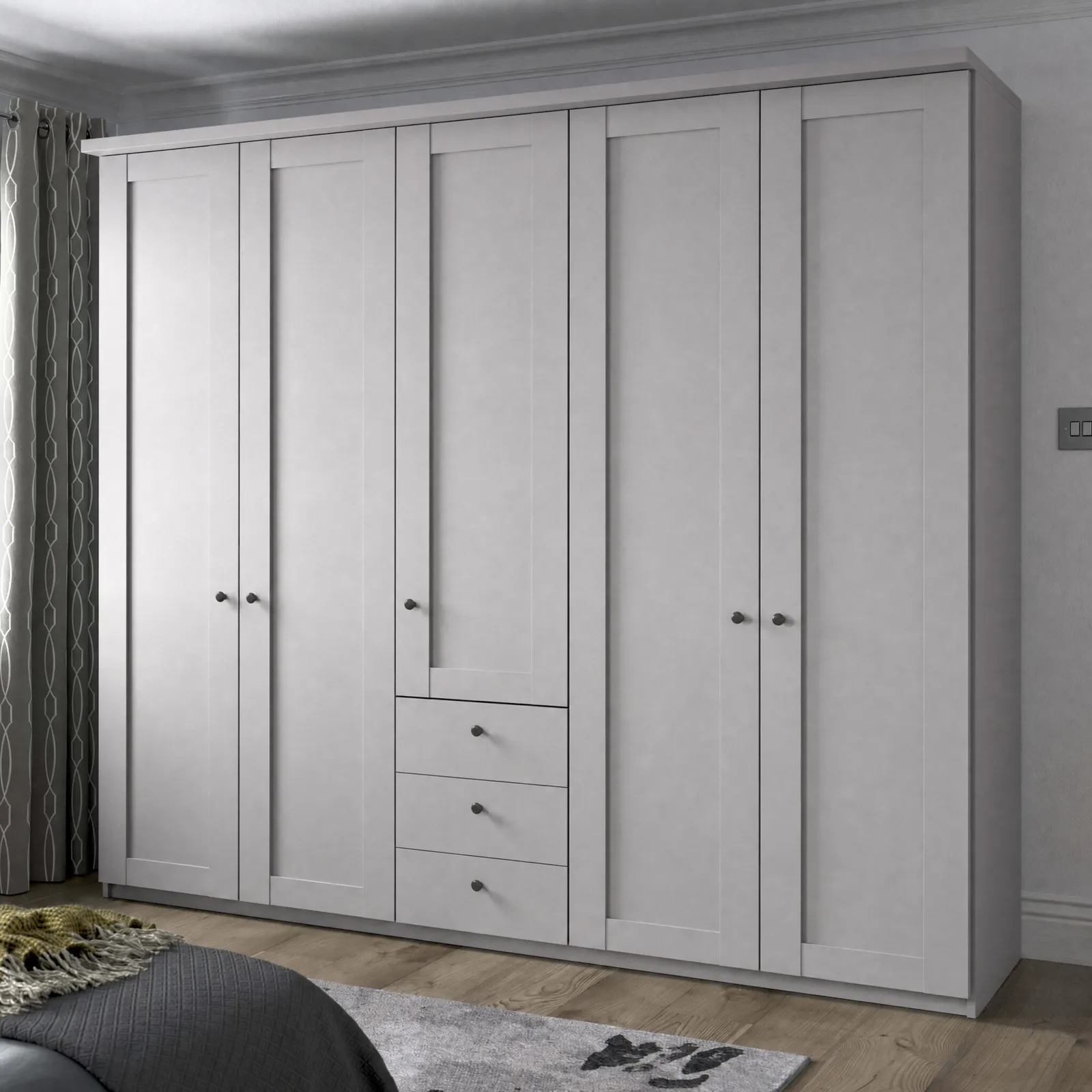 Varese Cornice Without Lights For Hinged Wardrobe, Grey | Barker & Stonehouse 2