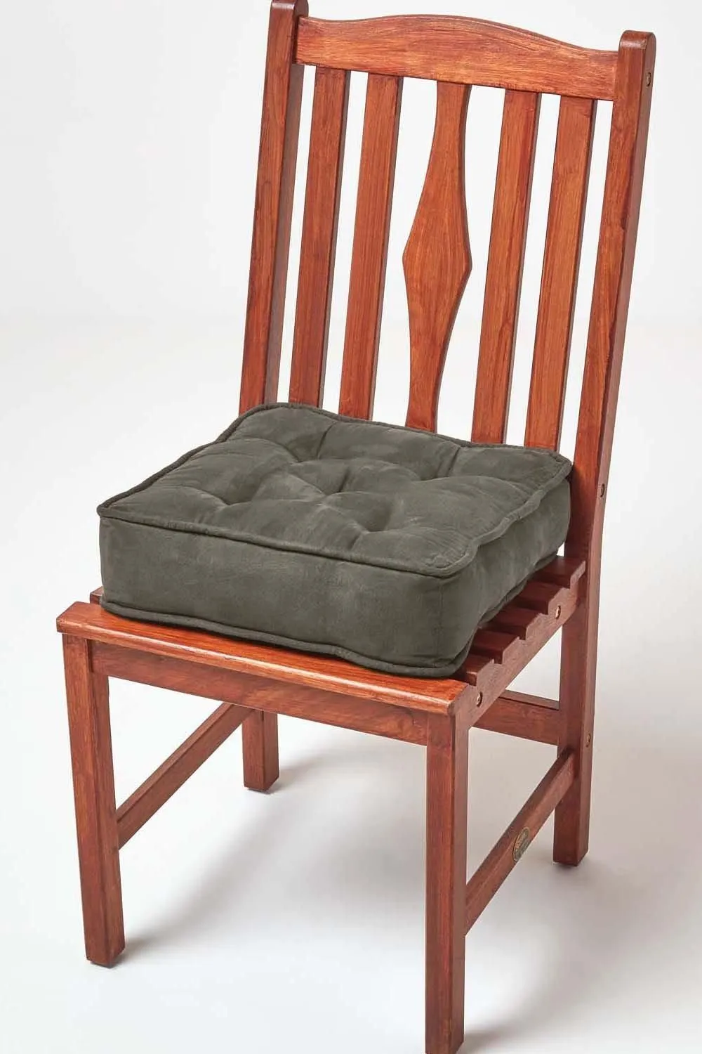 Homescapes Faux Suede Dining Chair Booster Cushion in Grey 6