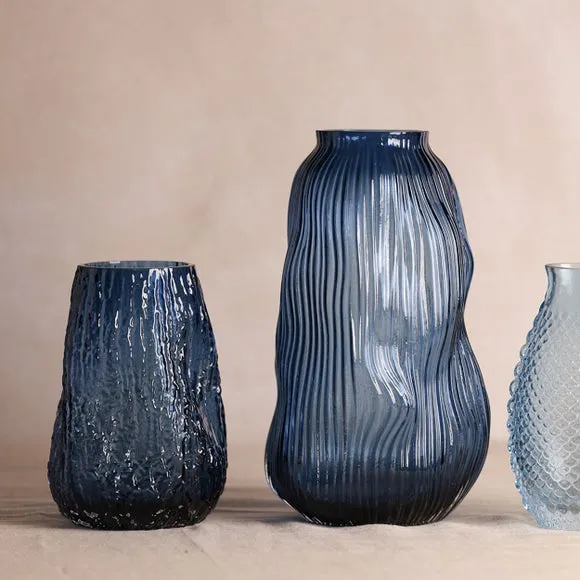 Hestia Blue Fluid Textured Glass Vase 4