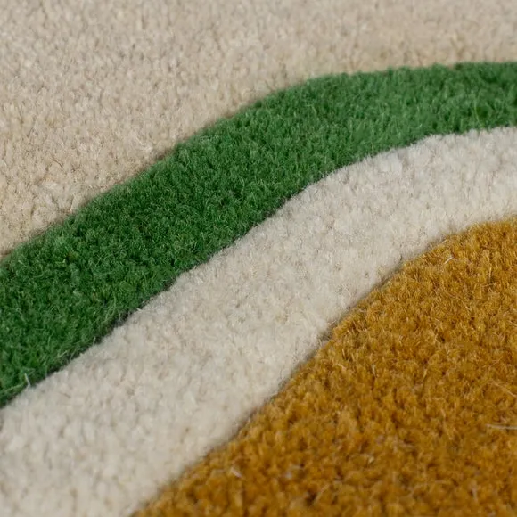 Elements Wave Natural Border Wool Rug 2