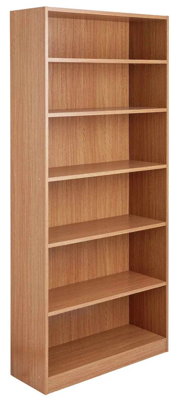 Argos Home Maine 5 Shelf Wide Deep Bookcase - Oak Effect