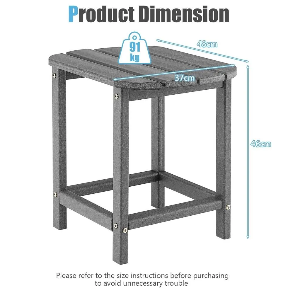Costway Side Table Indoor Outdoor Patio HDPE Adirondack Rectangular End Table in Grey 2