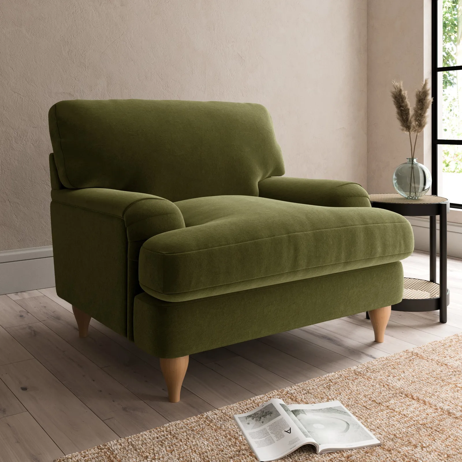 Darwin Luxury Velvet Armchair Luxury Velvet Olive