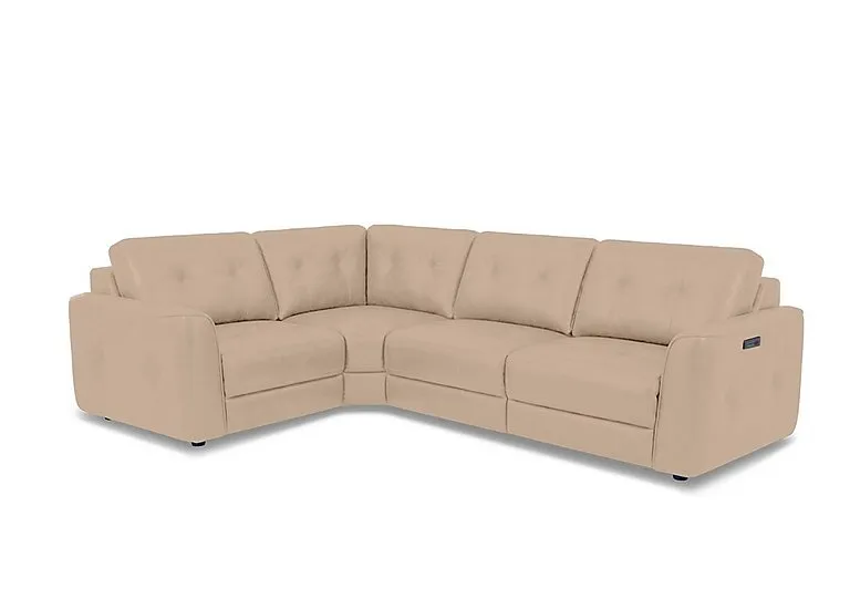 Drift Small Leather Power Glider Left Hand Facing Corner Sofa - BV Pebble - Sofas and Armchairs - In Time for Christmas