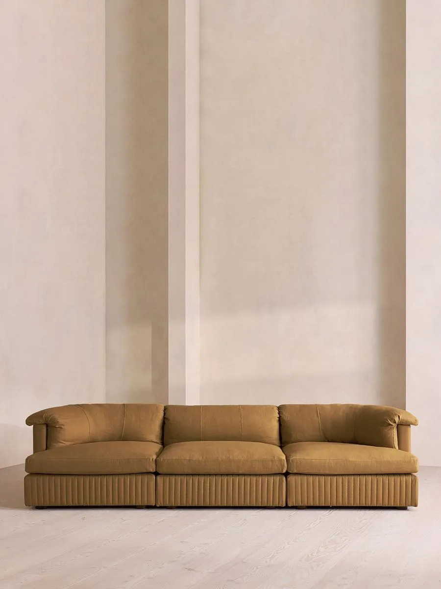 Oona Deep Sit Modular Sofa, Four Seater, Linen, Ochre