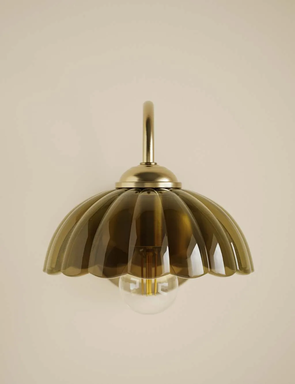 M&S Scalloped Glass Shade Wall Light Green