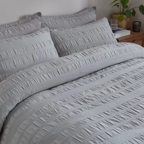 Woven Brixham Seersucker Cotton Duvet Cover & Pillowcase Set 4