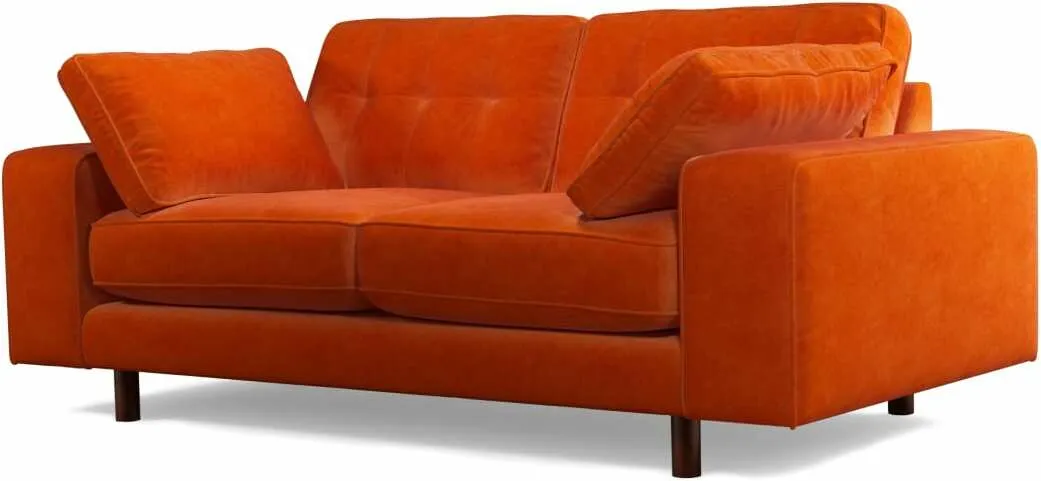 Content by Terence Conran Tobias, 2 Seater Sofa, Plush Paprika Velvet, Dark Wood Leg
