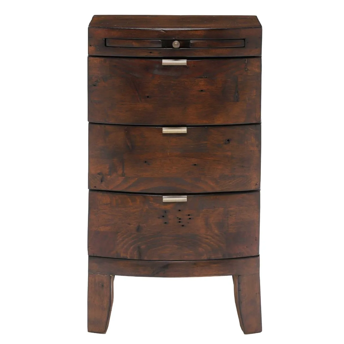 Navajos 3 Drawer Bow Front Bedside Table, Wood | Barker & Stonehouse 3