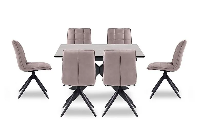 Luno Draw Leaf Extending Dining Table and 6 Swivel Chairs