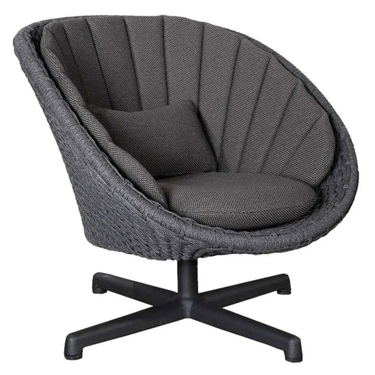 Cane-line Peacock Dark Grey Lounge Swivel Chair with Cushion Set