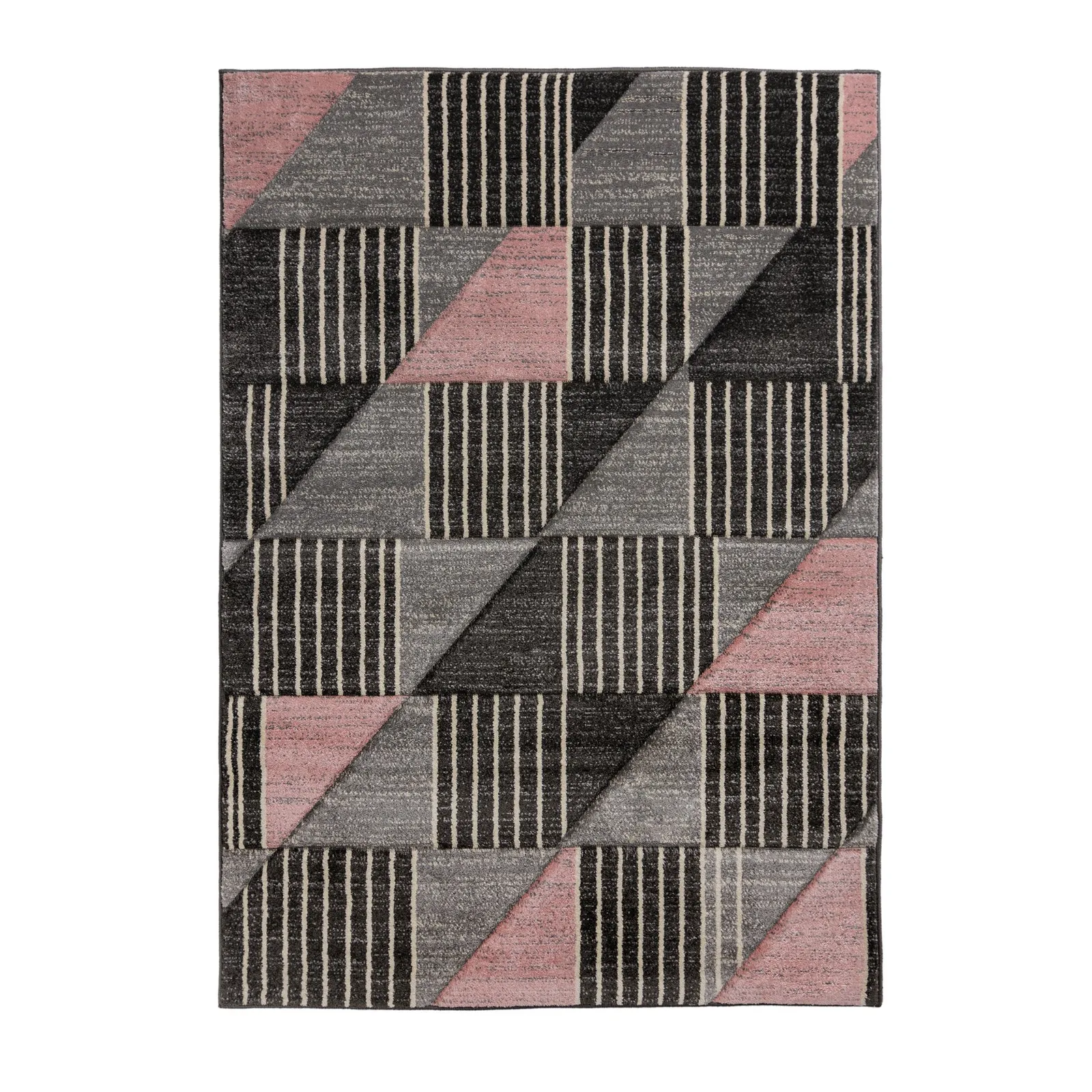 Velocity Geometric Rug Pink, Grey and Black