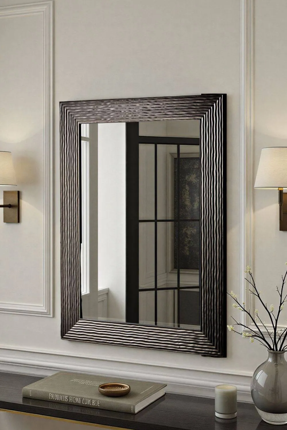 Yearn Mirrors Wave Bronze Framed Bevelled Wall Mirror