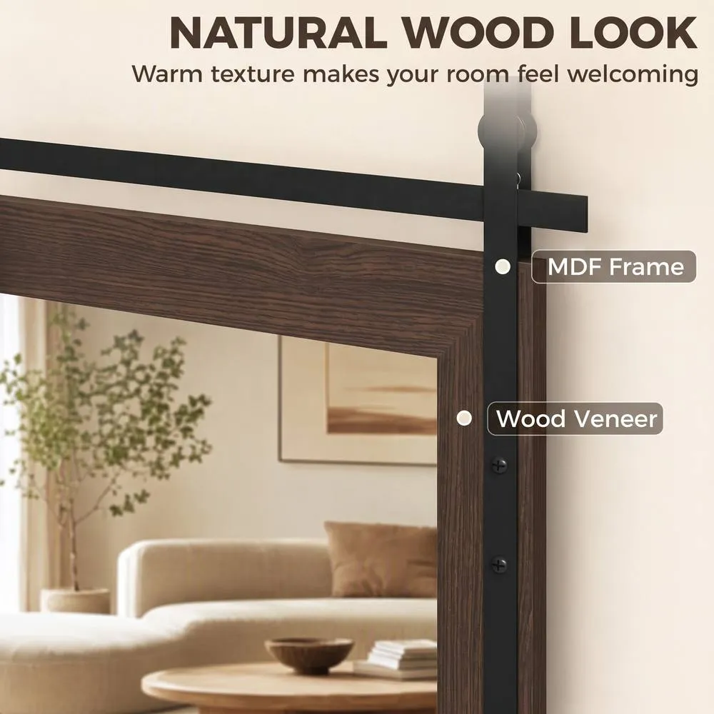 HOMCOM Farmhouse Rectangle Mirror, 86.5 x 61 cm, Dark Brown 5