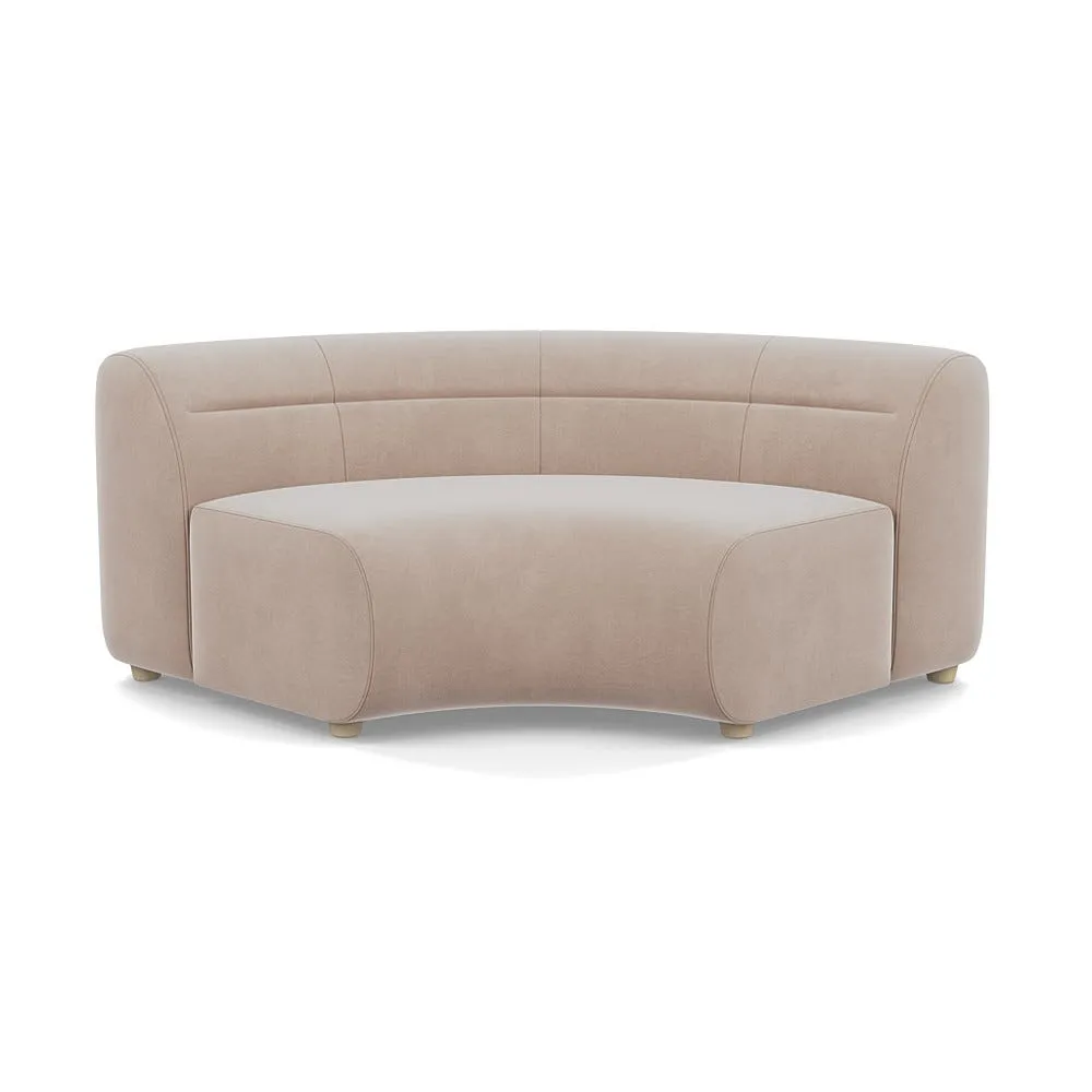 Heal's Lilli Curved Corner Unit Module Smart Velvet Pebble Natural Beech Feet 1