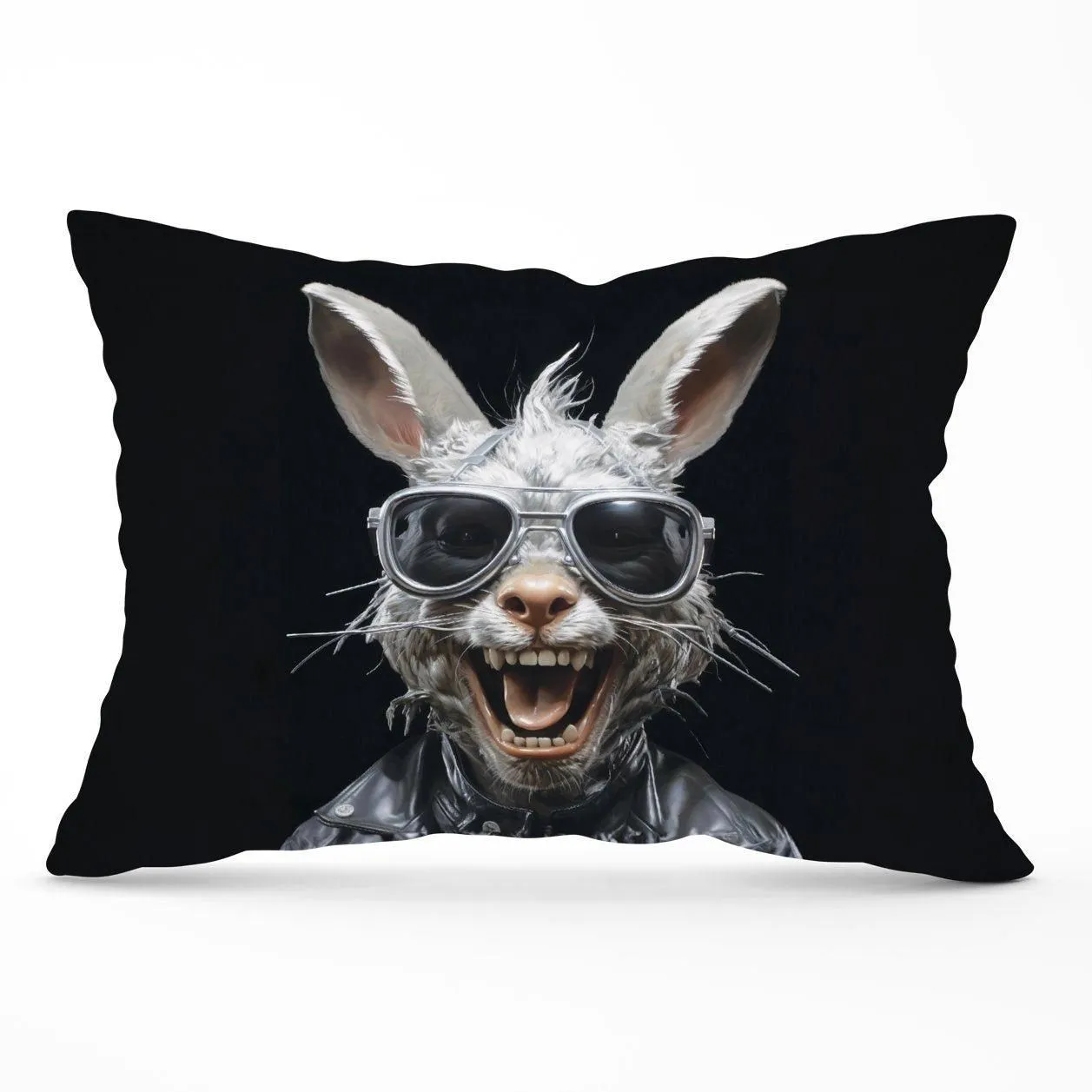 Warren Reed - Designer Funky Rabbit Face Cushions in Grey