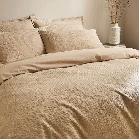 Seersucker Woven 100% Cotton Duvet Cover & Pillowcase Set 4