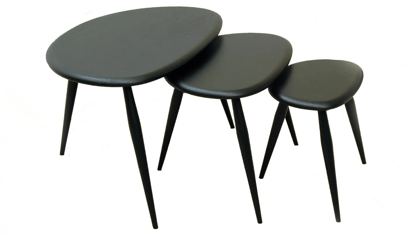 Ercol Pebble Nest of Tables Black Ash 1