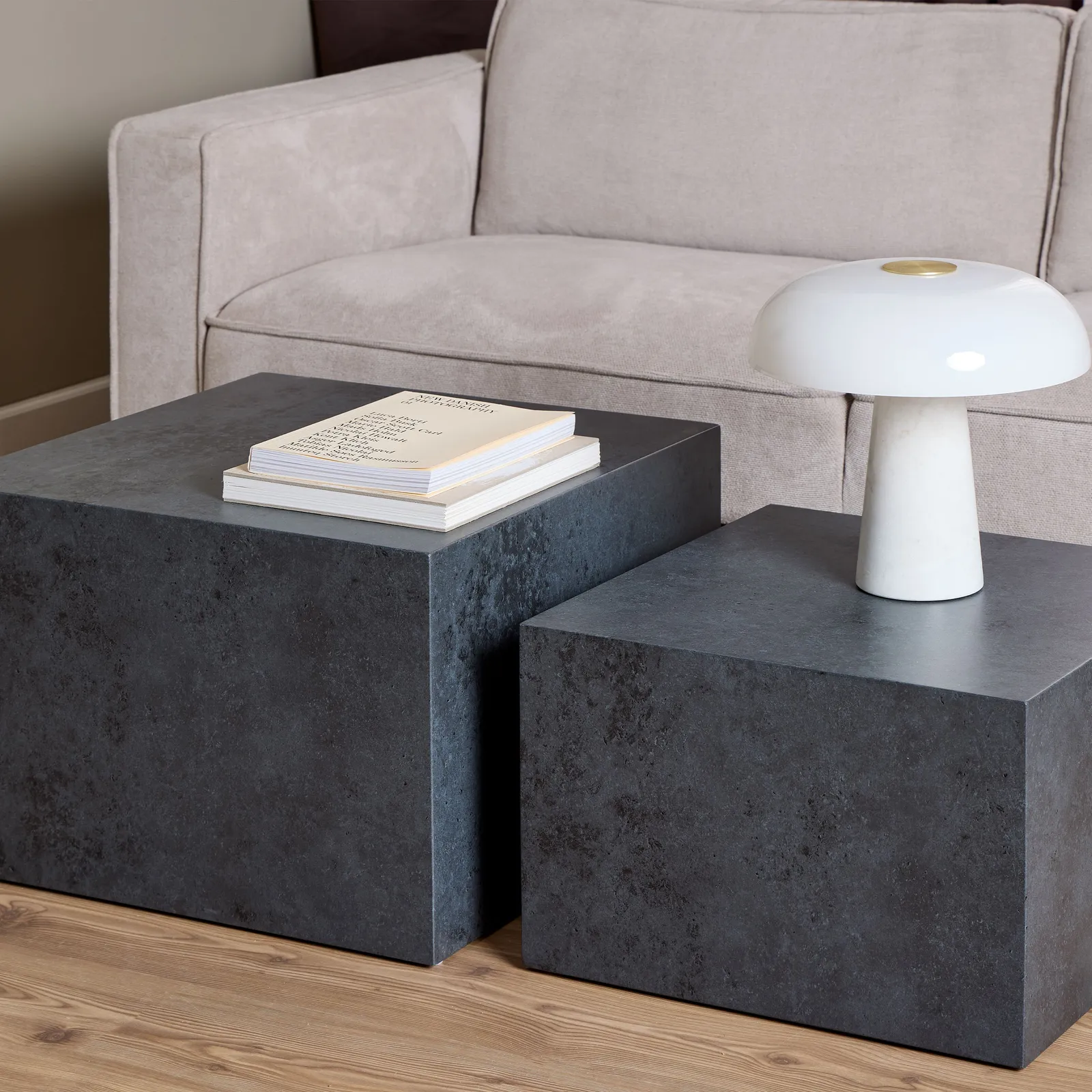 Furniture To Go Dice Square Coffee Table Set in Black Ocean Rough Paper 4
