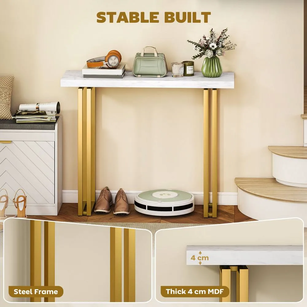 HOMCOM Modern Slim Long Accent Sofa Side Hall Desk for Hallway, White 5