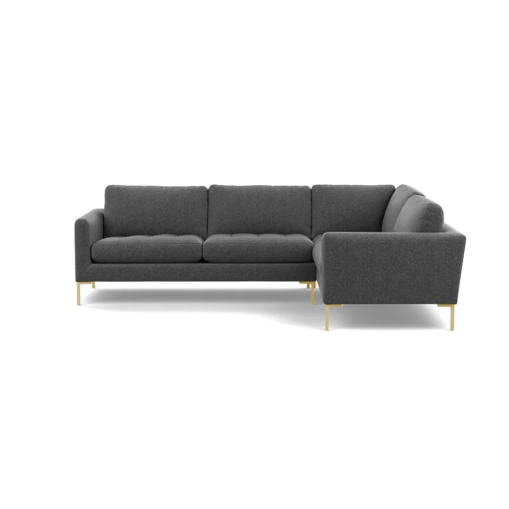 Heal's Eton Right Hand Facing Corner Sofa Melton Wool Granite Brass Feet