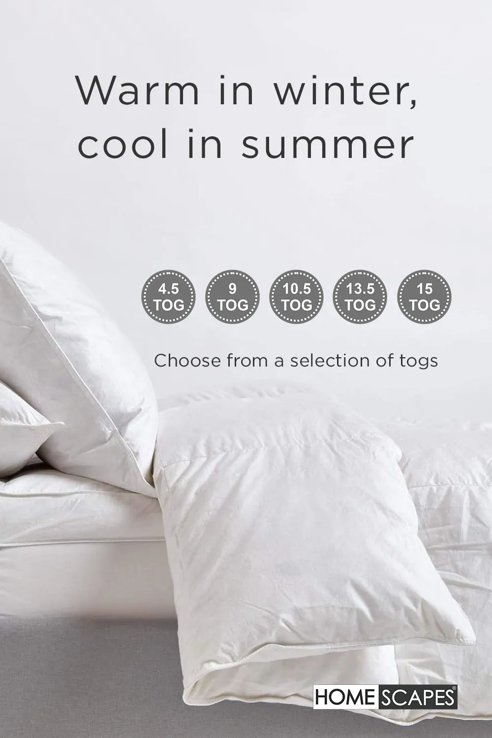 Homescapes Goose Feather & Down 4.5 Tog Summer Duvet in White 5