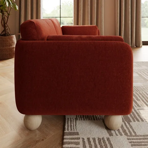 Armitage Chenille 2 Seater Sofa with Ball Feet 3