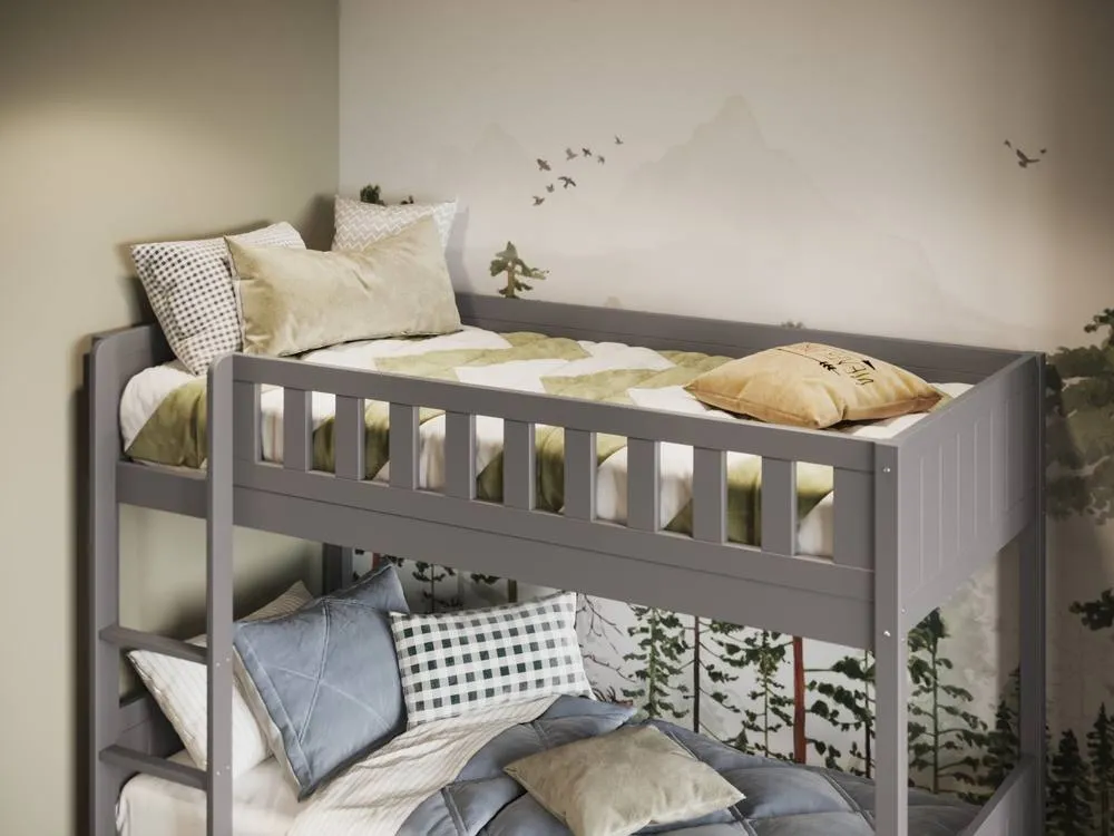 Flair Bea Wooden Bunk Bed with Trundle in Grey 4