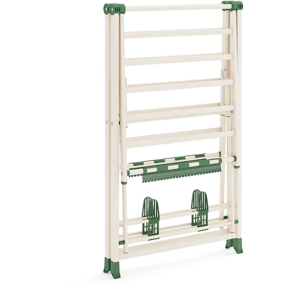 Costway Clothes Drying Rack Foldable Metal Laundry Drying Rack-Beige in Beige