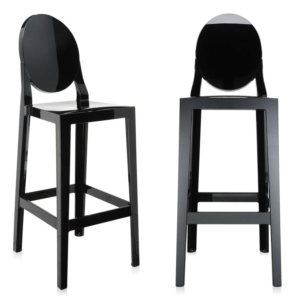 Pair of Kartell One More Bar Stools, Black